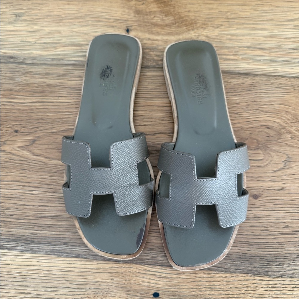 Hermes Oran Sandals in Etoupe